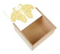 Boite Coffret en Bois - Fabulous - Dessin de Papillon Arabesque Oranges (11 x 11 x 3,5 cm) Multicolore G