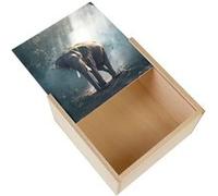 Boite Coffret en Bois - Fabulous - Elephant d'Asie Foret (11 x 11 x 3,5 cm) Multicolore G