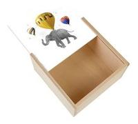 Boite Coffret en Bois - Fabulous - Éléphant Mongolfière (11 x 11 x 3,5 cm) Multicolore G