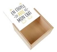 Boite Coffret en Bois - Fabulous - En Couple avec mon Chat (11 x 11 x 3,5 cm) Multicolore G