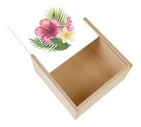 Boite Coffret en Bois - Fabulous - Flore de Hawaii (11 x 11 x 3,5 cm) Multicolore G