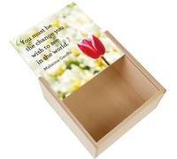 Boite Coffret en Bois - Fabulous - Gandhi Be The Change Citation (11 x 11 x 3,5 cm) Multicolore G
