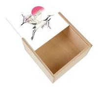 Boite Coffret en Bois - Fabulous - Grue du Japon Oiseau (11 x 11 x 3,5 cm) Multicolore G