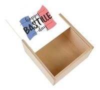 Boite Coffret en Bois - Fabulous - Happy Bastille Day 14 Juillet (11 x 11 x 3,5 cm) Multicolore G