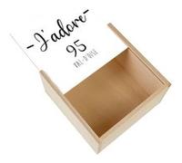 Boite Coffret en Bois - Fabulous - J'Adore 95 Val D'Oise Departement Cergy (11 x 11 x 3,5 cm) Multicolore