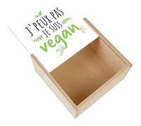Boite Coffret en Bois - Fabulous - J'peux pas je suis Vegan (11 x 11 x 3,5 cm) Multicolore G