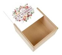 Boite Coffret en Bois - Fabulous - Just Married Bouquet Fleurs (11 x 11 x 3,5 cm) Multicolore G
