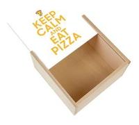 Boite Coffret en Bois - Fabulous - Keep Calm and Eat Pizza (11 x 11 x 3,5 cm) Multicolore