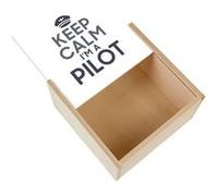Boite Coffret en Bois - Fabulous - Keep Calm I'm a Pilot (11 x 11 x 3,5 cm) Multicolore