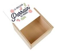 Boite Coffret en Bois - Fabulous - Le Meilleur Parrain du Monde (11 x 11 x 3,5 cm) Multicolore
