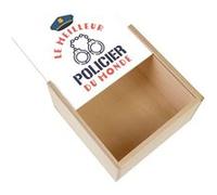 Boite Coffret en Bois - Fabulous - Le Meilleur Policier du Monde (11 x 11 x 3,5 cm) Multicolore