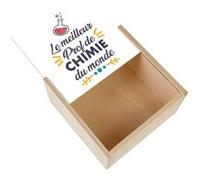 Boite Coffret en Bois - Fabulous - Le Meilleur Prof de Chimie du Monde (11 x 11 x 3,5 cm) Multicolore
