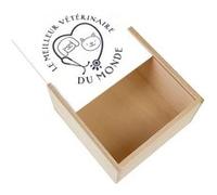 Boite Coffret en Bois - Fabulous - Le Meilleur Vétérinaire du Monde (11 x 11 x 3,5 cm) Multicolore