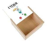 Boite Coffret en Bois - Fabulous - L'Italie M'Appelle Pizza (11 x 11 x 3,5 cm) Multicolore