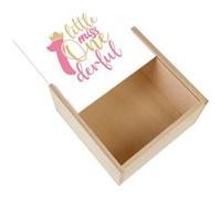 Boite Coffret en Bois - Fabulous - Little Miss One Derful Calligraphie (11 x 11 x 3,5 cm) Multicolore
