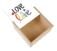 Boite Coffret en Bois - Fabulous - Love is Love LGBT Arc en Ciel (11 x 11 x 3,5 cm) Multicolore
