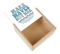 Boite Coffret en Bois - Fabulous - Make Waves Not War (11 x 11 x 3,5 cm) Multicolore G