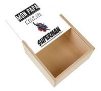 Boite Coffret en Bois - Fabulous - Mon Papa Est Un Superman (11 x 11 x 3,5 cm) Multicolore G