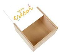 Boite Coffret en Bois - Fabulous - Mon Trésor (11 x 11 x 3,5 cm) Multicolore
