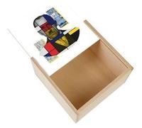 Boite Coffret en Bois - Fabulous - Mondrian Collage (11 x 11 x 3,5 cm) Multicolore G