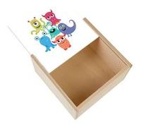 Boite Coffret en Bois - Fabulous - Monstres Mignons (11 x 11 x 3,5 cm) Multicolore
