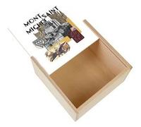 Boite Coffret en Bois - Fabulous - Mont Saint Michel Collage (11 x 11 x 3,5 cm) Multicolore