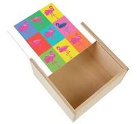 Boite Coffret en Bois - Fabulous - Mosaïque de Flamants Roses Pop Art (11 x 11 x 3,5 cm) Multicolore G