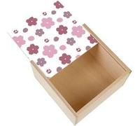 Boite Coffret en Bois - Fabulous - Motif Sakura Simple Rose (11 x 11 x 3,5 cm) Multicolore