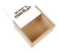 Boite Coffret en Bois - Fabulous - Né Pour Le Chocolat (11 x 11 x 3,5 cm) Multicolore G