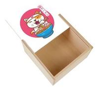 Boite Coffret en Bois - Fabulous - Neko Ramen Japon Chat (11 x 11 x 3,5 cm) Multicolore G