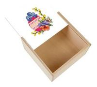 Boite Coffret en Bois - Fabulous - Oeuf Impression Style Cross Stitch (11 x 11 x 3,5 cm) Multicolore