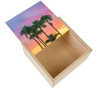 Boite Coffret en Bois - Fabulous - Palmiers et Coucher de Soleil (11 x 11 x 3,5 cm) Multicolore G