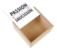 Boite Coffret en Bois - Fabulous - Passion Saucisson (11 x 11 x 3,5 cm) Multicolore