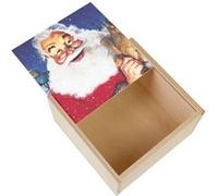 Boite Coffret en Bois - Fabulous - Pere Noel Neige Traineau Peinture Vintage (11 x 11 x 3,5 cm) Multicolore