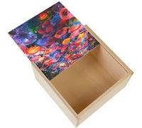 Boite Coffret en Bois - Fabulous - Petales de Fleurs Couleurs Art Moderne (11 x 11 x 3,5 cm) Multicolore G