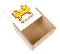 Boite Coffret en Bois - Fabulous - Press Start Space Invaders (11 x 11 x 3,5 cm) Multicolore