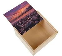 Boite Coffret en Bois - Fabulous - Soleil Couchant sur une Plage de Galets (11 x 11 x 3,5 cm) Multicolore G