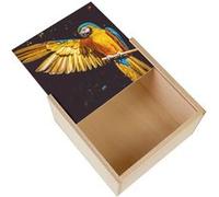 Boite Coffret en Bois - Fabulous - Splendide Perroquet Jaune et Bleu Oiseau Exotique (11 x 11 x 3,5 cm) Bleu G