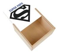 Boite Coffret en Bois - Fabulous - Super Papa Logo Super Héros (11 x 11 x 3,5 cm) Multicolore G