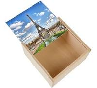 Boite Coffret en Bois - Fabulous - Tour Eiffel Depuis le Champs de Mars (11 x 11 x 3,5 cm) Multicolore