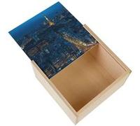 Boite Coffret en Bois - Fabulous - Tour Eiffel Illuminée Vue De Paris (11 x 11 x 3,5 cm) Multicolore