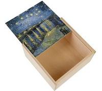 Boite Coffret en Bois - Fabulous - Van Gogh Nuit Etoilees Sur le Rhone Peinture (11 x 11 x 3,5 cm) Multicolore