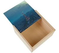 Boite Coffret en Bois - Fabulous - Vue Aérienne de la Tour Eiffel Illuminée Paris (11 x 11 x 3,5 cm) Multicolore