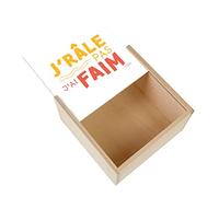Boite Coffret en Bois - J'râle pas j'ai Faim Humour Expression (11 x 11 x 3,5 cm)