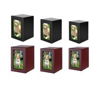 Boîte commémorative pour animal de compagnie avec cadre photo, urne funéraire pour chats et chiens, disponible en trois tailles, fournitures funéraires noires et marron (trompette marron)