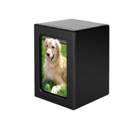 Boîte commémorative pour animal de compagnie avec cadre photo, urne funéraire pour chats et chiens, disponible en trois tailles, noir et marron, fournitures funéraires (noir pour taille M)