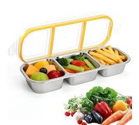Boite Compartiment Alimentaire en Acier Inoxydable, Boîtes à Goûter avec 3 Compartiments, Boite a Gouter Enfant Réutilisable, Boîtes À Snacks Divisées Pour L'école, Les Voyages