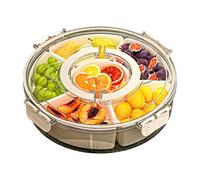 Boite Compartiment Alimentaire, Snack Box avec Couvercle, Divided Snack Tray, avec Couvercle et Poignée, Boîte de Rangement pour Snacks, Bonbons, Noix, Fruits, Légumes (Grille circulaire 6)