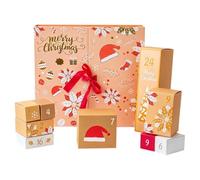 Boîte Compte à Rebours Noël Calendrier de l'Avent 24 jours | Boîtes À Cookies Festives Pour Hommes Propriétaires Parents Familles Maison Appartement Or
