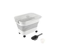 Boîte conteneur à croquettes pliable avec roues - Blanc